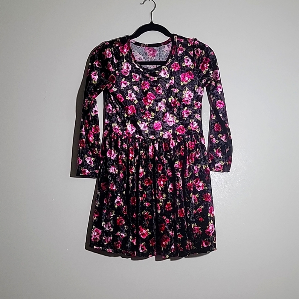 10-12 large girls floral velvet dress